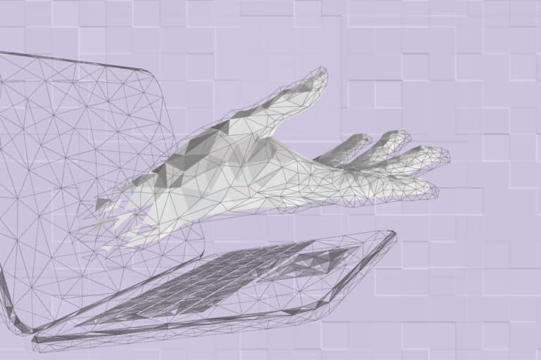 Illustration: Hand kommt aus Laptop heraus